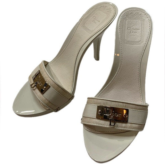 RARE Vintage Dior Cream/White Heels Diorissimo size 36 1/2 - Picture 1 of 8